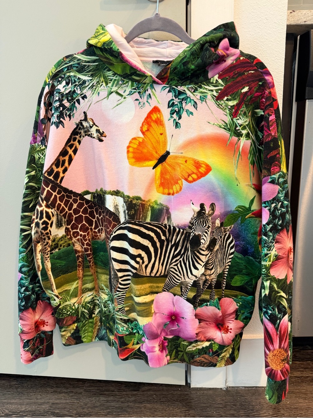 Desigual Pink & Multi Wildlife Print Hoodie